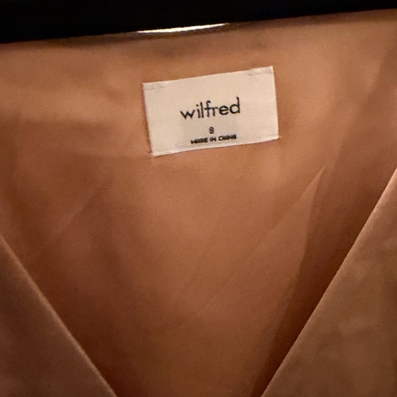 Wilfred Satin Long Sleeve Dress in Tan - Picture 6 of 8